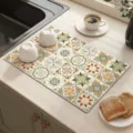Diatomaceous earth dish drying mat for kitchen counter, absorbent anti-slip placemat. - Misty Morning