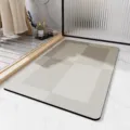 Minimalist absorbent bath mat in beige geometric grid pattern, quick-drying floor mat for bathroom. - 40*60cm (Diatomaceous Mud) / Simple Stripes - 1