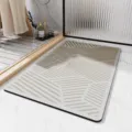 Minimalist geometric absorbent bath mat for bathroom, quick-dry floor mat for home use. - 40*60cm (Diatomaceous Mud) / Simple Stripes-3