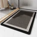 Absorbent bathroom floor mat with minimalist black border, quick-drying door mat for home. - 40*60cm (Diatomaceous Mud) / Simple Stripes-4