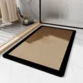 Minimalist absorbent bath mat for bathroom, quick-drying floor mat with stylish black border. - 40*60cm (Diatomaceous Mud) / Simple Stripes-5