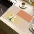 Diatomeeenaarde afdruipmat voor aanrecht, moderne bloemige koffiezetapparaat mat sterk absorberend. - Grensoverschrijdende ruit-6