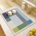 Moderne geometrische diatomende aarde keuken afdruipmat, absorberende koffiemachine mat. - Grensoverschrijdende ruit-7