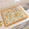 Kitchen draining mat, absorbent diatomaceous earth dish drying pad with vintage floral pattern. - 30x40cm (2.5mm) / Abundant Flowers