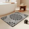 Gray floral pattern bath mat absorbent bathroom rug non-slip floor mat quick drying. - 40*60cm (Diatomaceous Mud) / Simple Stripes - 14