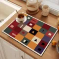 Geometrische abstracte diatomiet afdruipmat voor keuken koffiezetapparaat isolatie. - Grensoverschrijdend ruitpatroon-14
