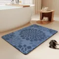 Absorbent bathroom floor mat in blue floral design, quick-drying non-slip rug for washroom. - 40*60cm (Diatomaceous Mud) / Simple Stripes - 15
