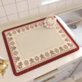 Kitchen diatomaceous earth dish drying mat absorbent kitchen counter mat with floral border - Language of Flowers