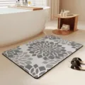 Minimalist grey floral absorbent bathroom floor mat, quick-drying non-slip mat for home. - 40*60cm (Diatomaceous Mud) / Simple Stripes - 17