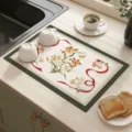 Kitchen drying mat absorbent diatomaceous earth dish mat floral kitchen counter protector - Fuwei Flower