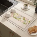 Kitchen drying mat diatomaceous earth absorbent dish drainer pad non-slip heat resistant - Sea of Flowers
