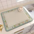 Diatomaceous earth kitchen drying mat absorbent anti-slip tableware dish drain pad. - Morning Fog Summer