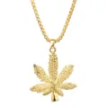 Gouden cannabis hennepblad hanger truiketting ketting hip hop mode sieraden access. - A-802 / Goud
