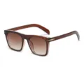 Fashion square gradient sunglasses for men and women, stylish brown frame with metal details. - Tea Frame Gradient Tea C8
