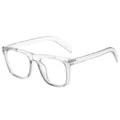Clear square frame anti-blue light glasses, stylish transparent optical eyewear choice. - Transparent Grey Anti-blue Light C15