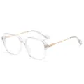 Clear Frame Blue Light Blocking Glasses Square Transparent Optical Eyewear Gold Temples - Transparent White Gold Legs Anti-Blue Light (C8)