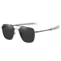 Lunettes de soleil aviateur polarisées pour hommes avec monture métallique et bouts transparents. - Gris Anthracite Polarisé C6