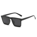 Occhiali da sole quadrati polarizzati neri per uomo e donna, vintage retro UV400. - Stile Polarizzato (C1) / Montatura Nero Lucido Lenti Nere