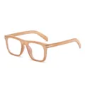 Chic caramel square blue light blocking glasses with stylish thick frame and metal arrow hinge. - Milk Coffee Tea Anti-blue Light C17