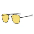 Lunettes de Soleil Aviateur Homme Verres Jaunes Rétro Monture Métal Pilote Classique - Noir Jaune Océan Polarisé C10