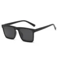 Occhiali da sole polarizzati quadrati neri da uomo e donna, elegante stile retro. - Stile Polarizzato (C2) / Montatura Nero Opaco Lente Nera