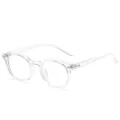 Occhiali rotondi trasparenti stile retro coreano protezione UV per uomo e donna decorativi - Montatura Bianca Trasparente Anti-Luce Blu