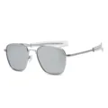 Lunettes de soleil pilote argentées classiques pour homme verres polarisés conduite - Monture Argentée Reflet Blanc Polarisé C8