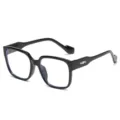 Gafas cuadradas negras elegantes con decoracion metalica, variante montura grande. - Anti-Luz Azul (C1) / Marco Negro Anti-Luz Azul