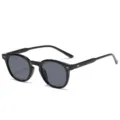 Occhiali da sole rotondi retro con protezione UV, occhiali vintage classici per uomo e donna. - Montatura Nero Lucido Lenti Grigie