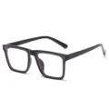 Classic black square optical glasses frame for men and women stylish eyewear daily wear. - Anti-blue Light Style (C5) / Bright Black