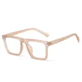 Large square frame optical glasses for women and men, vintage matte pink clear lens eyewear. - Anti-blue Light Style (C7) / Transparent Tea