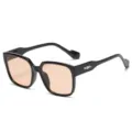 Gafas de sol cuadradas oversize con montura negra y lentes marrones, estilo moda coreana. - Estilo Gafas de Sol (C5) / Marco Negro Lentes de Té Claro