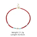 Collar de perla natural turquesa cuentas rojas gargantilla elegante mujer joya nueva - Collar de Perlas Turquesa Bambú de Mar (GN0697C)