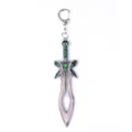Metall Schwert Schlüsselanhänger mit grünem Emaille und Edelstein, toller Gaming Anhänger. - Charm-Anhänger / Antikes Zinn