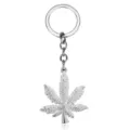 Zilveren metalen cannabis blad sleutelhanger stijlvolle ring sleutelhanger mode accessoire - G-765 / Zilver