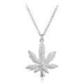 Zilverkleurige cannabis blad hanger ketting metaal trui ketting mode sieraden nieuw. - A-161 / Zilver