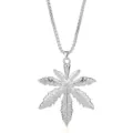 Zilverkleurige multi-gelobde blad hanger trui ketting ketting mode sieraden accessoire. - A-846 / Zilver