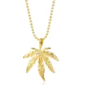 Goudkleurige cannabis blad hanger ketting met kogelketting mode sieraden accessoire. - A-847 / Goud