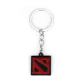 Close-up detail of the metal gaming keychain featuring the classic red and black icon pendant. - Charm / Black