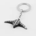 Dota 2 game peripheral metal keychain with iconic weapon pendant design, detailed view. - Charm / Antique Pewter