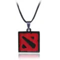 Dota Spiel Merchandise Anhänger Halskette mit rotem schwarzem quadratischem Logo stilvoller Schmuck - Charm-Anhänger / Schwarz