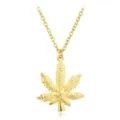 Gouden cannabis blad hanger ketting trui ketting mode sieraden accessoire voor dames heren. - A-161 / Goud