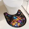 Tapis de toilette en terre de diatomée en forme de U avec imprimé pierres précieuses - Galet — 12