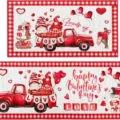 Tappeto in velluto di cristallo con gnomi e camion rosso per San Valentino - Orso / 40x60cm