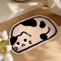 Cute beige cartoon cat-shaped non-slip bathroom floor mat made of soft faux cashmere - Animal Paradise-17