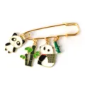 Cute Chinese panda safety pin brooch with bamboo enamel charms for bags and clothing - D-403 -4