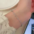S925 silver minimalist chain bracelet, dainty everyday wear jewelry for women style - Simple Geometric Fine Chain Style (MY34349)
