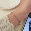 Minimalist silver paperclip chain bracelet for women, elegant daily wear stackable jewelry. - Minimalist Paperclip Chain Style (MY35328)