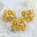 Goldene Stoffblumen Haarschmuck Braut DIY handgemachte Blumen Haarnadeln Korsage - Gold