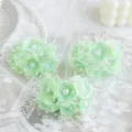 Künstliche Perlenblume Braut Haarschmuck diy handgemachte Seide Kamelie Blumenstrauß Haarnadel - Obstgrün